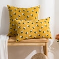 thumbnail image 3 of NAMZI Cotton Linen Throw Pillow Cover Rustic Floral Embroidered Decorative Cushion Cover Farmhouse Square Accent Pillowcase for Couch Sofa Living Room Bedroom (Yellow,18"x18"), 3 of 5