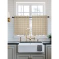 thumbnail image 2 of Taupe Gingham Tier Curtains 36 Inch Length,Sheer Curtains for Bedroom Living Room Window Modern Minimalist Geometric Plaid Rod Pocket Drapes Kitchen Curtains Small Half Window 27.5"x36" 2 Panels, 2 of 7