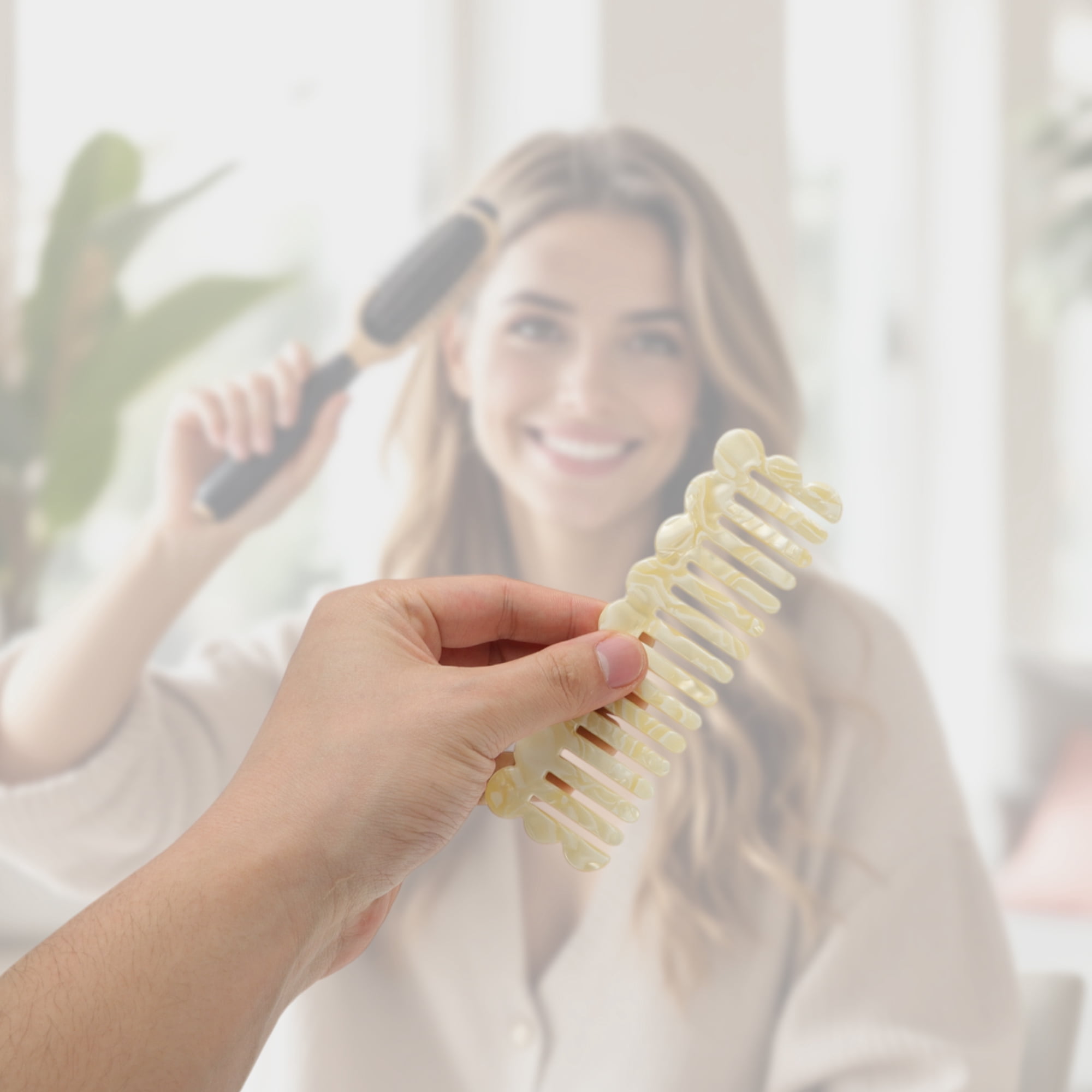 Unique Bargains 1 Pc Wave Rectangular Hair Comb for All Hair Types Styles Yellow