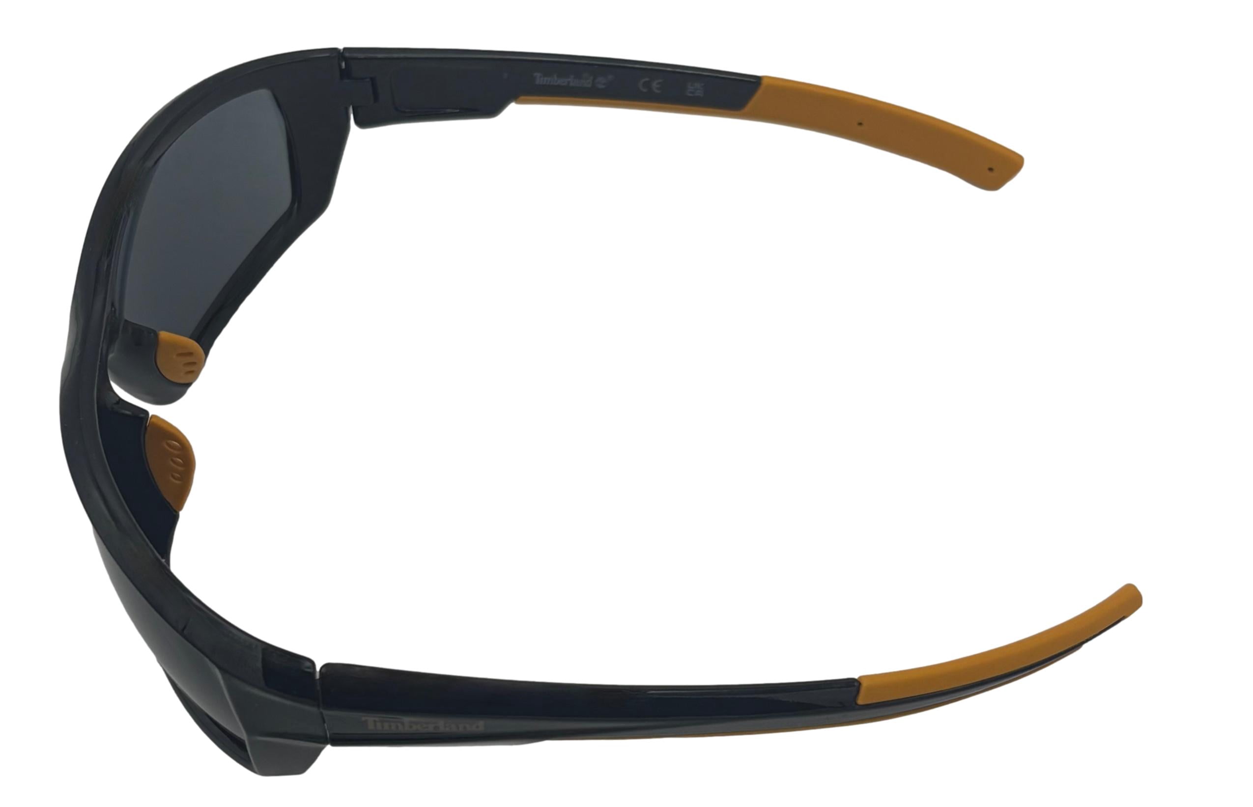 Timberland Mens Rectangle Shiny Black Plastic Sunglass, Smoke Lens TB7221 1A