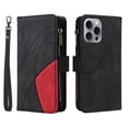 thumbnail image 2 of Dteck Zipper Wallet Case for iPhone 16 Pro,Magnetic Leather 9 Card Slots Wallet Case Shockproof Kickstand Full Body Protection Cover with Wrist Strap for iPhone 16 Pro,Black, 2 of 7
