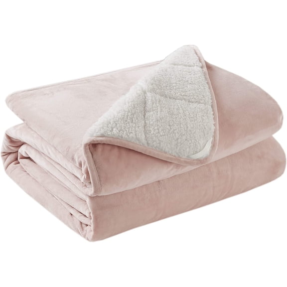 Degrees of Comfort Weighted Blanket Queen Size 20 Lbs for Adults, Pink Soft Cozy Fleece Sherpa Heavy Blankets, Ultra Fuzzy Throw with Plush Flannel Top, 60 X 80 Inch, Blush