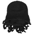 thumbnail image 2 of Gorro de punto con máscara de lana suave, térmico, resistente al viento, divertido, para invierno (negro), 2 of 5