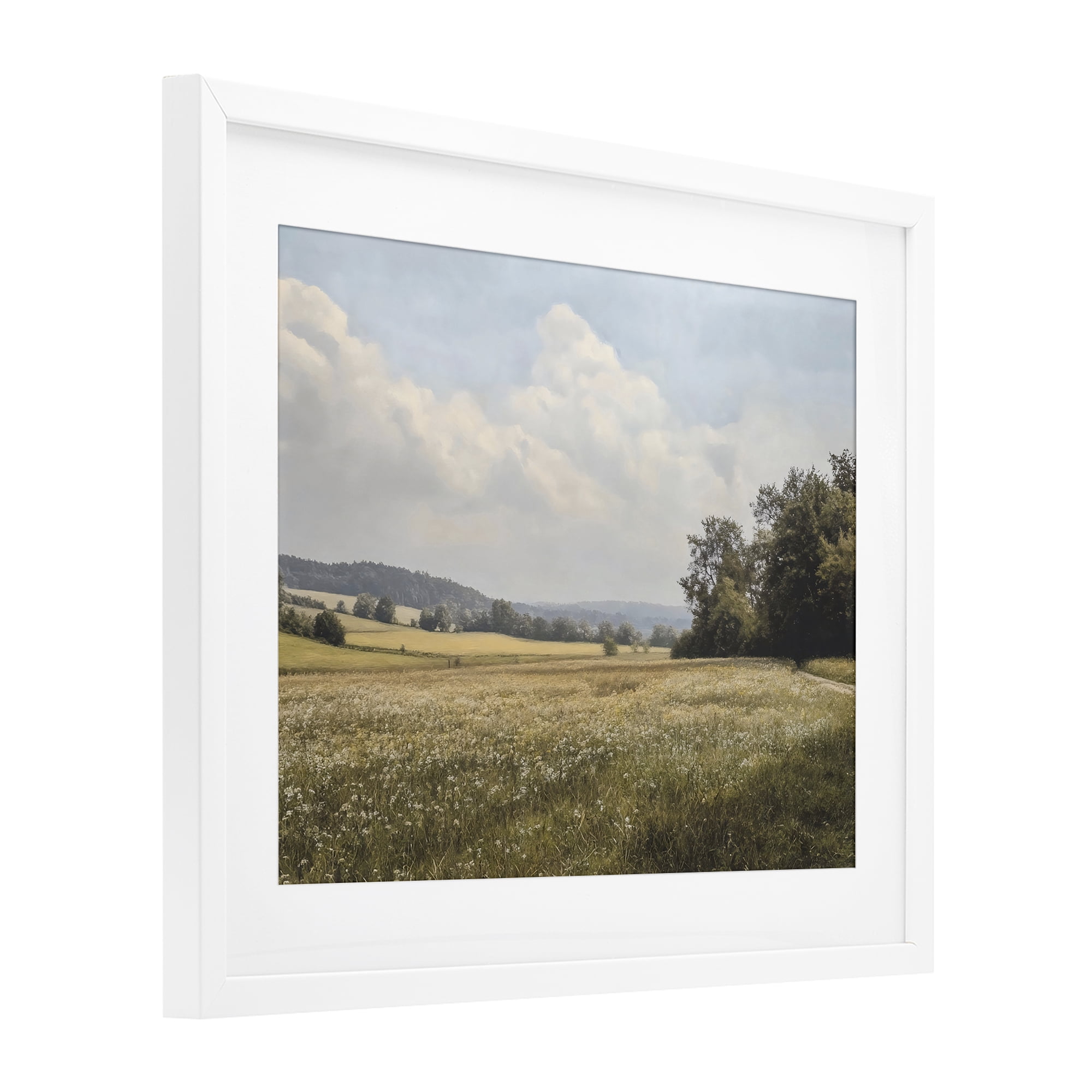 Stupell Industries Summer Landscape Cloudy Meadow White Framed Print Under Glass, design by Franklyn Gregory