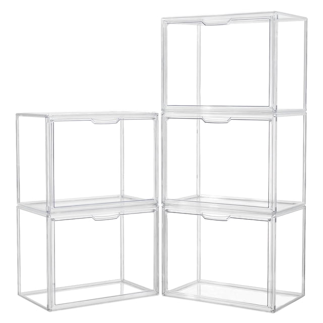 Caja expositora acrílica LXLXXL de plástico transparente con tapa, paquete de 5