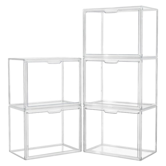 Caja expositora acrílica LXLXXL de plástico transparente con tapa, paquete de 5