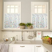 Kitchen Curtain 2 Panels Tiers Curtains 36 Inch Length, Colorful Polka Dot Curtains Rod Pocket Curtains Window Drapes Treatment Window Cafe Curtains Watercolor Color Ombre