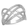 thumbnail image 1 of Bague en Laiton Rhodié pour Femmes avec AAA Grade CZ en Clair - Taille 8, 1 of 1
