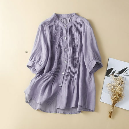Elvqul Purple Womens Plus T Shirts Short Sleeve V-neck Blouse Solid Loose Sweatshirt Sweatshirt Tops