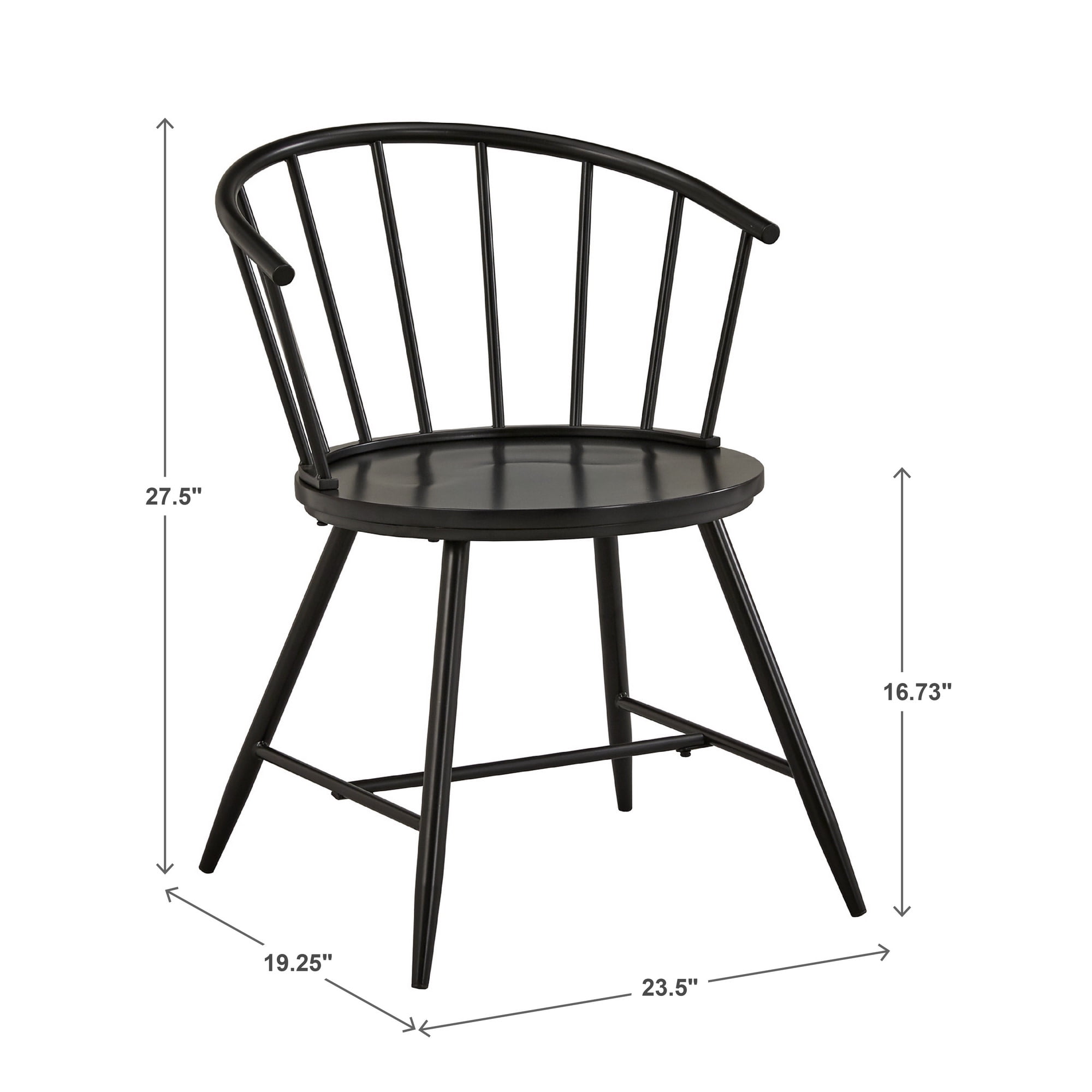 Weston Home Lydford Slope Low Back Windsor Metal Side Chairs, Set of 2, Black