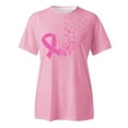 thumbnail image 4 of Lroveb Breast Cancer Awareness Shirts for Women Plus Size Elegant Casual Printed Short Sleeve V Neck T Shirt Tops Pink Ribbon Graphic Tees Hot Pink, 4 of 5