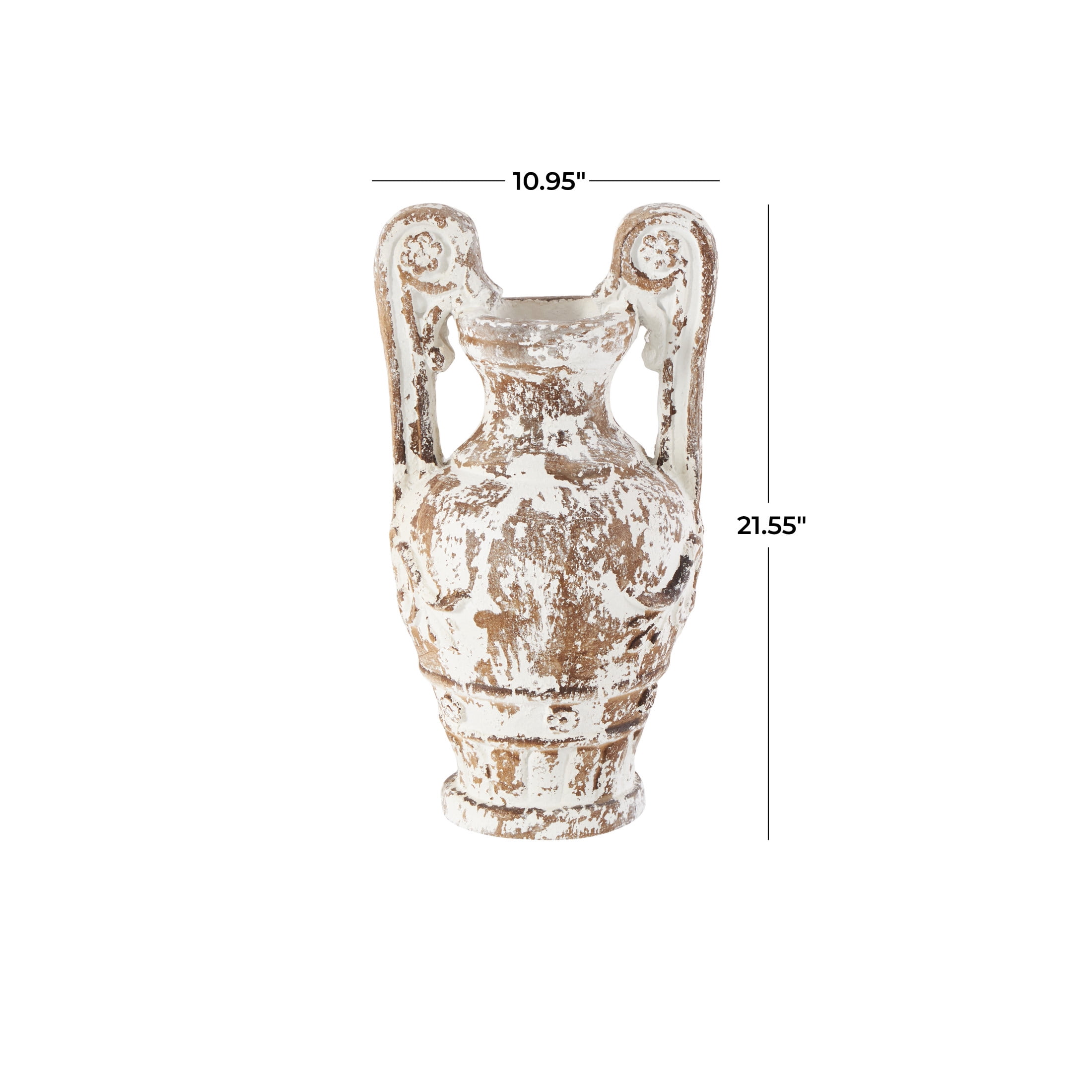 DecMode 22" Floral Light Brown Polystone Vase