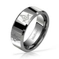 thumbnail image 5 of Bling Jewelry Mens Square Compass Freemason Masonic Titanium Band Ring Silver Tone Comfort Fit 8MM, 5 of 5