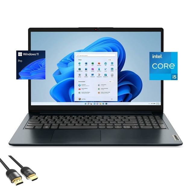 Lenovo IdeaPad 15.6 FHD Laptop, 10-Core i5-1235U, 16GB RAM, 2TB SSD, HDMI Cable, Win 11 Pro, Abyss Blue
