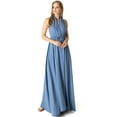 thumbnail image 2 of Vibrant MIU Womens Multi-Way Convertible Chambray Denim Maxi Dress (Medium Denim, L), 2 of 7