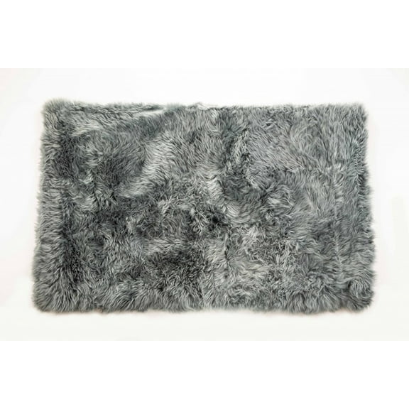 3' x 5' Gray Natural Rectangular Sheepskin Area Rug