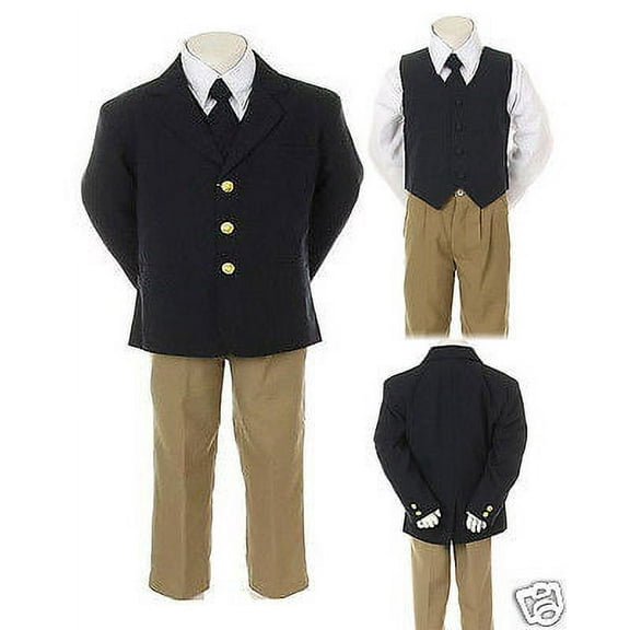 NEW Infant,Boy & Toddler Tuxedo Formal Party Wedding Suit sz:1- 16,Navy/Khaki