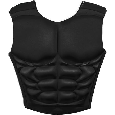 child s black superhero or villain muscle chest padded shirt costume