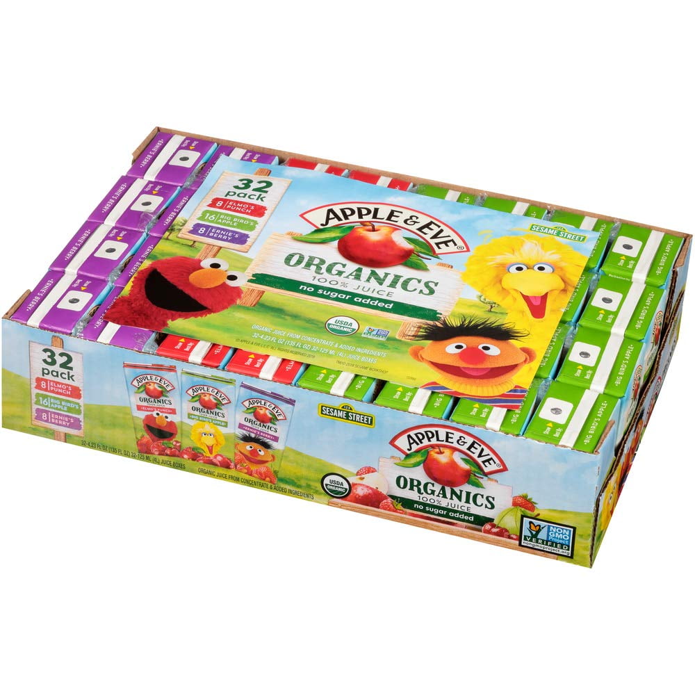 Apple & Eve Sesame Street Organic 100 Juice Variety Pack, 4.23 Fl. Oz