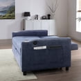 thumbnail image 3 of Small 2-Seat Velvet Sofa | Pullout Bed with Reclining Backrest | Extra Storage and Soft Linen Upholstery, 3 of 5