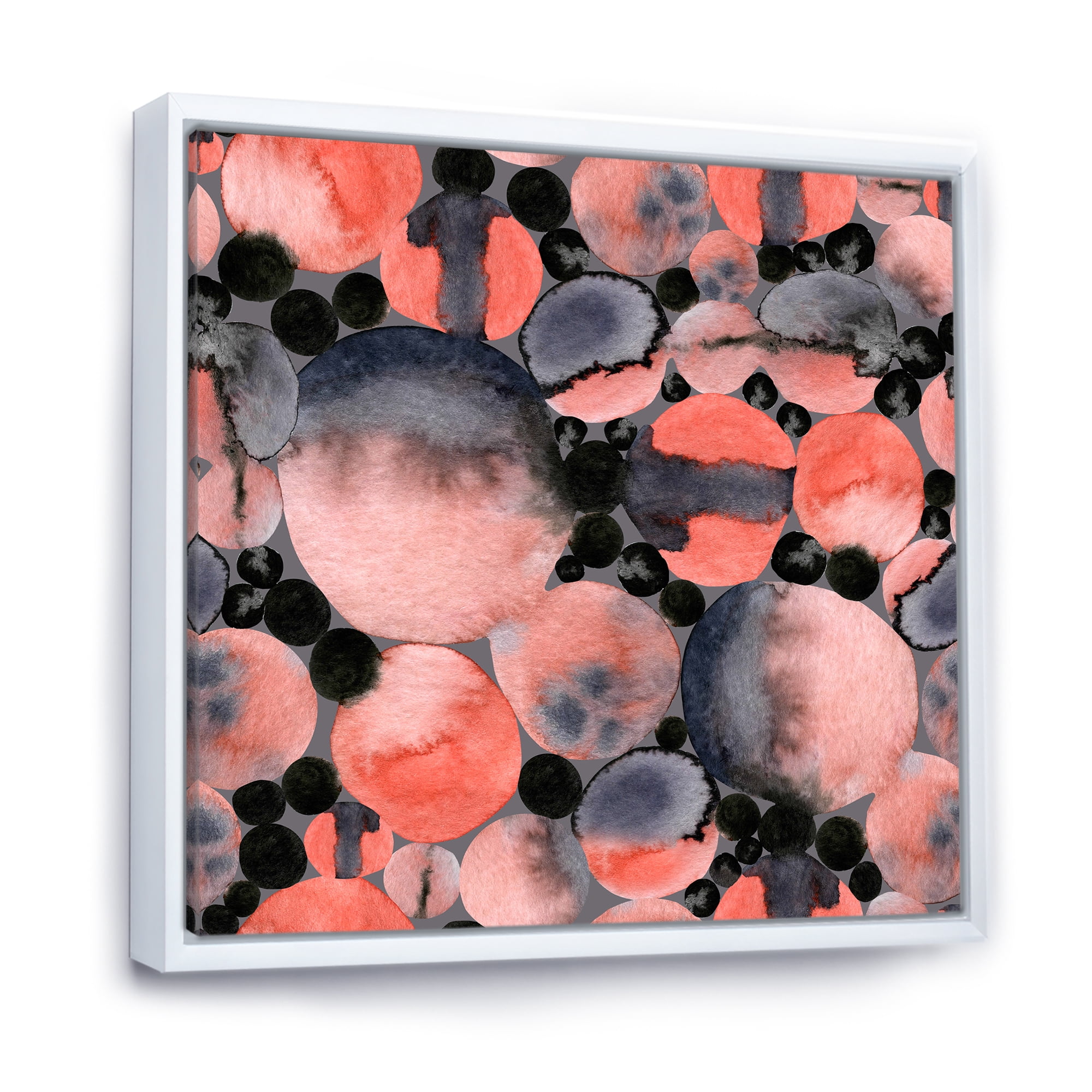 Designart 'Polka Dots Abstract Geometric Art' Modern Framed Canvas Wall Art Print