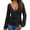Black, variant on AXXD Women's Sweatshirts Basic Summer 2024 Loose Trendy Button V-Neck Long Sleeve Casual T-shirt Top Solid Blouse