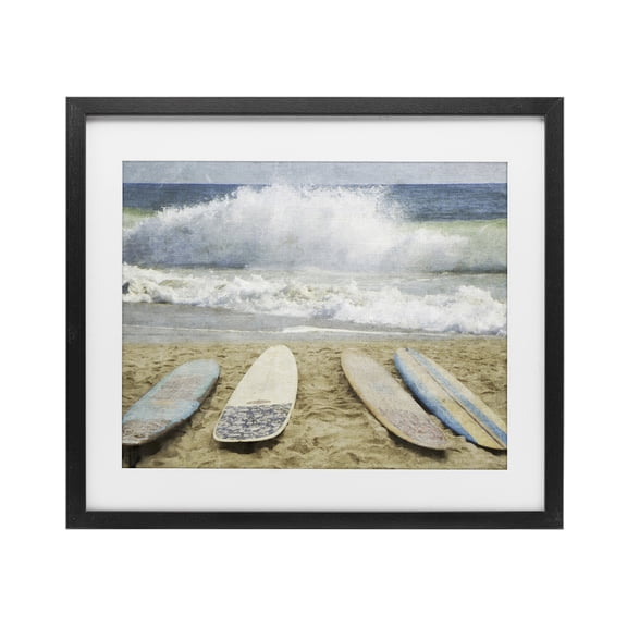 Stupell Industries Tropical Surfboards At The Ready Black Framed Print Under Glass, 16 x 13, by Grotto Studios
