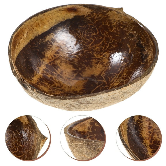 FOMIYES Natural Brown Coconuts Shell Bowl for Home Use Lightweight Food Serving Decorative Container 6.5 Inch
