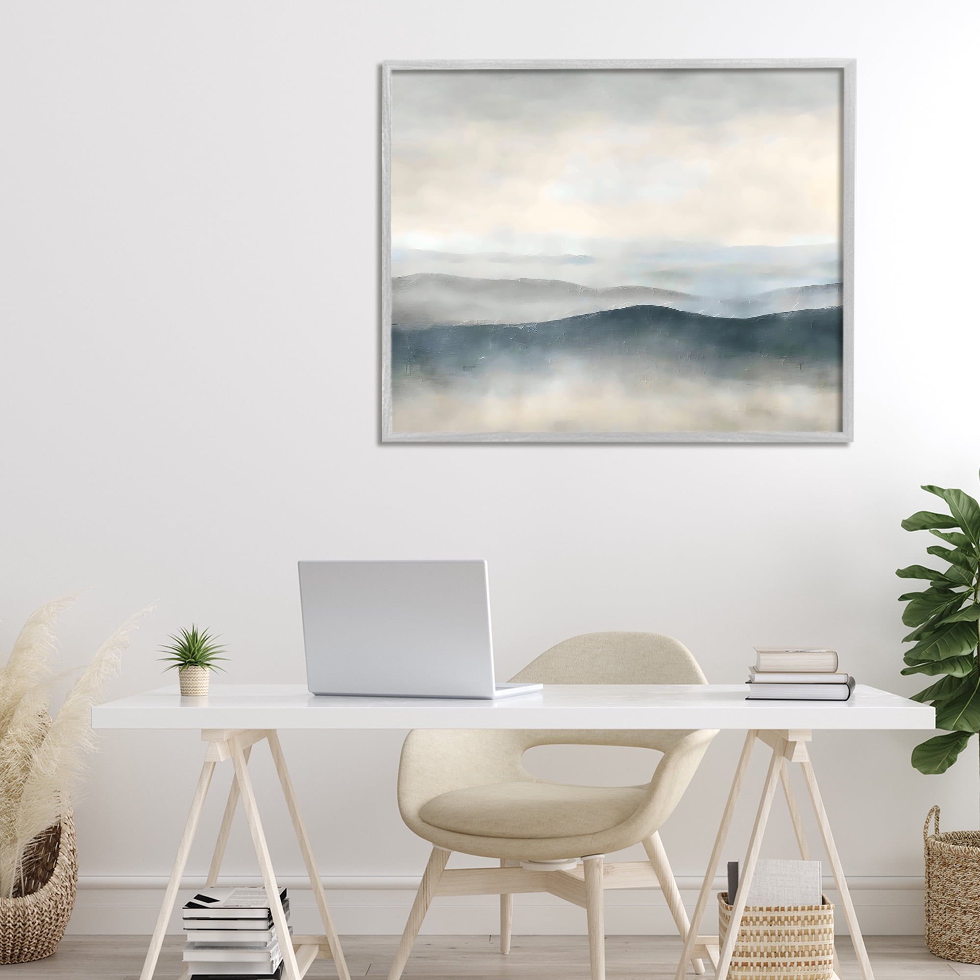Stupell Industries Muted Horizon Serenity Gray Framed Giclee Art, design by Riley B
