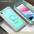 thumbnail image 6 of Dteck Case for iPhone SE 2022 4.7-inch,Shockproof Rugged Rubber Armor 3-Layer Protection iPhone 7/iPhone 8 Case Hybrid Hard PC Back With Ring Holder Kickstand iPhone SE 2020 Cover,Gray+Mint, 6 of 6