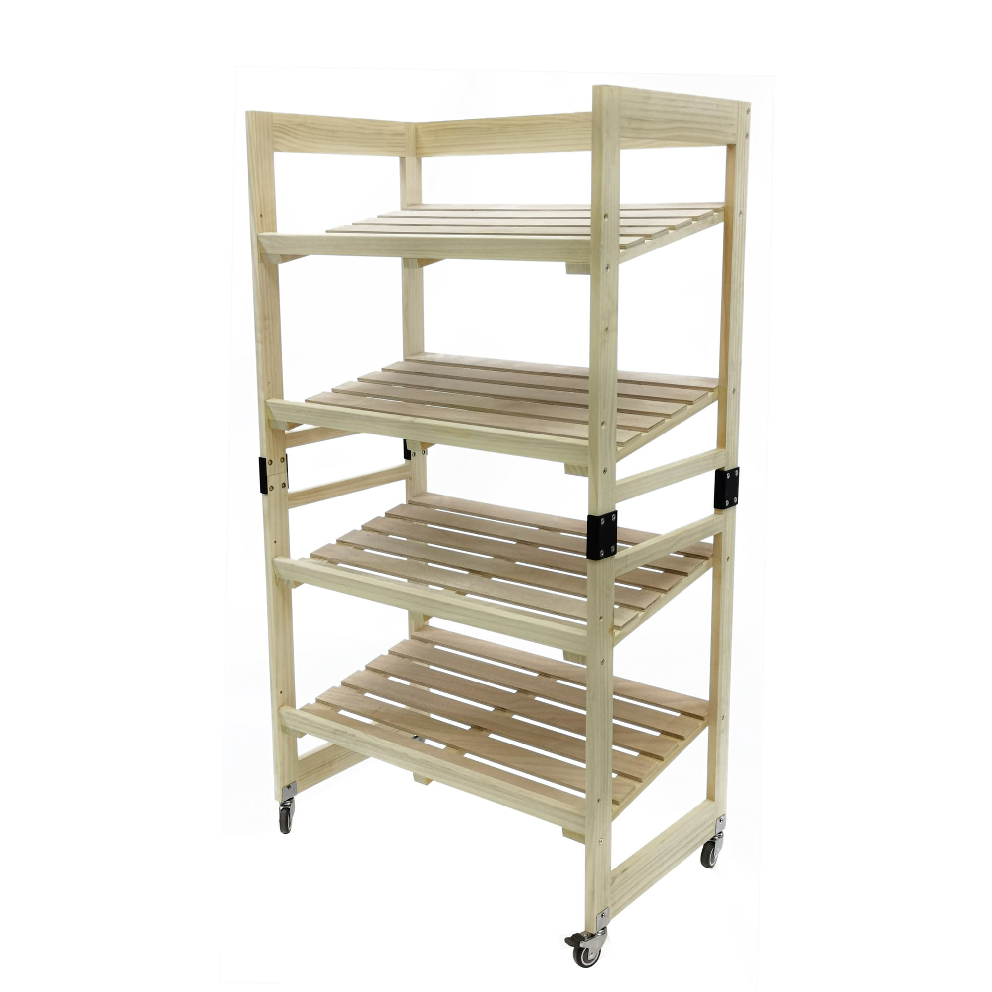 FixtureDisplays 4 Tier Bakery Bread Rack with Angled Shelves Wooden Display Rack Bread Store Rack 30X18X55 101143NEW