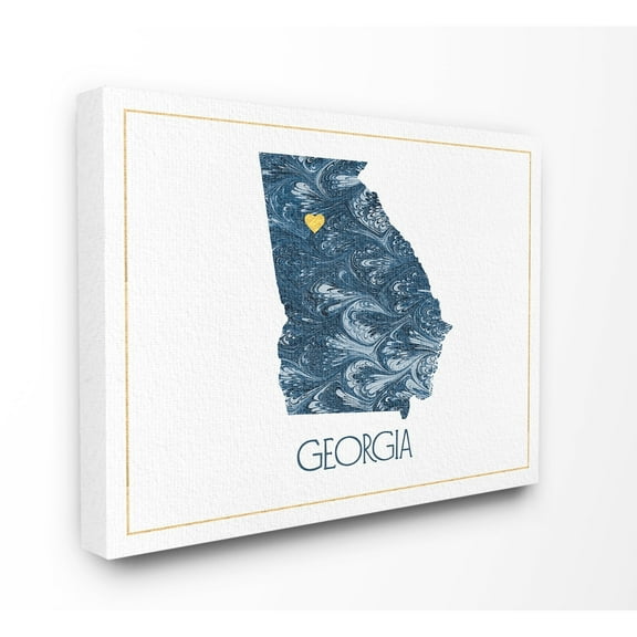 The Stupell Home Decor Georgia Minimal Blue Marbled Paper Silhouette Canvas Wall Art