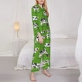 thumbnail image 4 of Kll Cows With Calfs Green Print Women'S Long Sleeve Pajamas With Pants Sleepwear Loungewear 2 Set-Large, 4 of 9