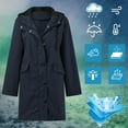 thumbnail image 6 of Tiqkatyck Trench Coat Rain Jacket Womens Breathable Large Sizes Black Softshell Jacket Outdoor Transition Lightweight Jacket with Hood for Spring Fall Hik Clearance Long Sleeve Tops Dark Blue M, 6 of 6