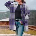 thumbnail image 3 of TKLPEHG Winter Coats for Women Button Oversized Jackets Color Block Long Sleeve Warm Coats with Pockets Outerwear (Purple,M), 3 of 7