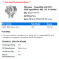 thumbnail image 2 of Alternator - Compatible with 2003 - 2006 Toyota Matrix XRS 1.8L 4-Cylinder 2004 2005, 2 of 2