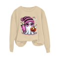 thumbnail image 5 of YVNAURA Women’s Oversized Funny Halloween Graphic Sweatshirt Crewneck Long Sleeve Pullover Cute Fall Loose Fit Spooky Season Top Casual Party 1 Pack, Beige,L, 5 of 5