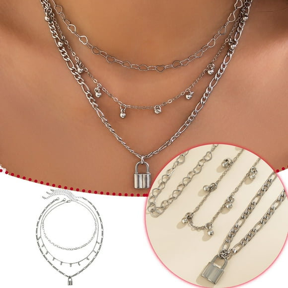 iTNHFP Custom Necklace for Women Heart Shaped Thin Chain Necklace Ladies Lockhead Rhinestone Necklace Sexy Necklace Accessories for Girlfriend Wife'S