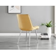 thumbnail image 5 of Furniturebox UK Pesaro Modern Adult Velvet Mustard/Silver Dining Side Chairs, Set of 2, 5 of 6