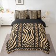thumbnail image 2 of Homewish Teens Animal Leopard Zebra Print 7-Piece Bedding Comforter Set,Black Yellow King Bedding Sets,Abstract Geometric Stripes Ultra Soft Bed Sheets,Microfiber Bedroom Decor,Reversible, 2 of 8