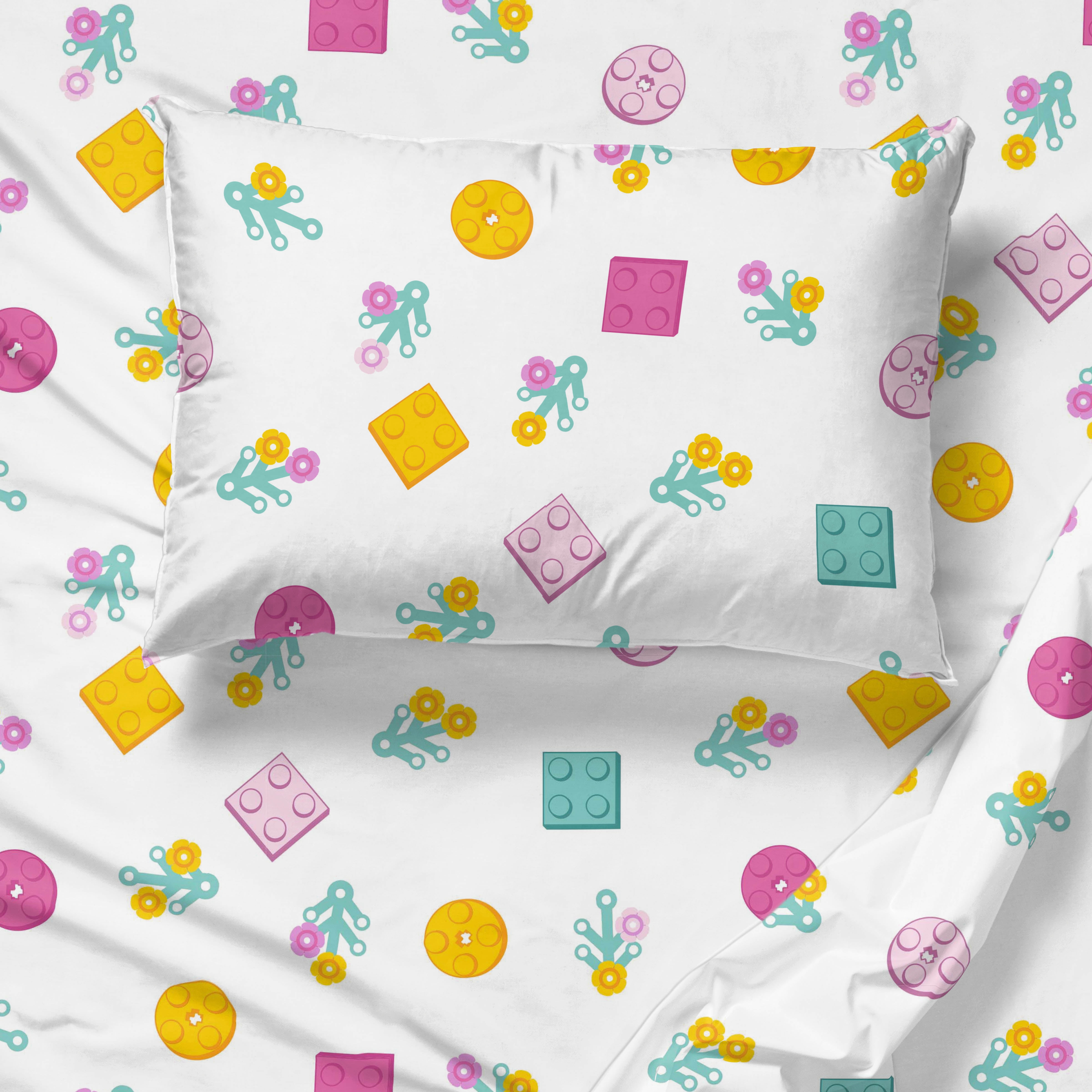 LEGO® Floral(s) Kids 3 Piece White Bed Sheet Set, Twin