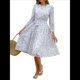 thumbnail image 1 of Vestidos Largos Informales de Larga con Cuello Redondo, Corte A, con Estampado Floral, Estilo Bohemio, para Invitadas de Boda, para Mujer, Otoño 2025 Flores Moradas S, 1 of 7