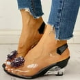 thumbnail image 2 of IUJSOY Womens Sandals Clear Wedges Heels Peep Toe Flower Rhinestone Slingback Sandals Pumps, 2 of 6