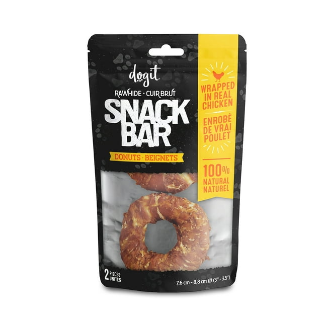 Dogit SnackBar Rawhide Dog Chews Chicken-Wrapped Donuts (3") Small