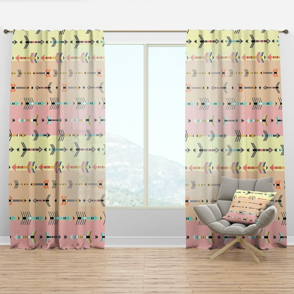 Designart 'Tribal Arrows Boho Art Pattern' Southwestern Curtain Panel