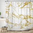 thumbnail image 3 of Gold Marble Shower Curtain,Abstract Texture Waterproof Fabric Bathroom Curtain,Bath Curtain with Hooks 72x72 in, 3 of 5