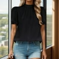 thumbnail image 2 of Ruyang Women's Dressy Casual Blouses Business Work Tops Lace Trim Short Sleeve Office Shirts 2024 Summer Spring Outfits, 2 of 5