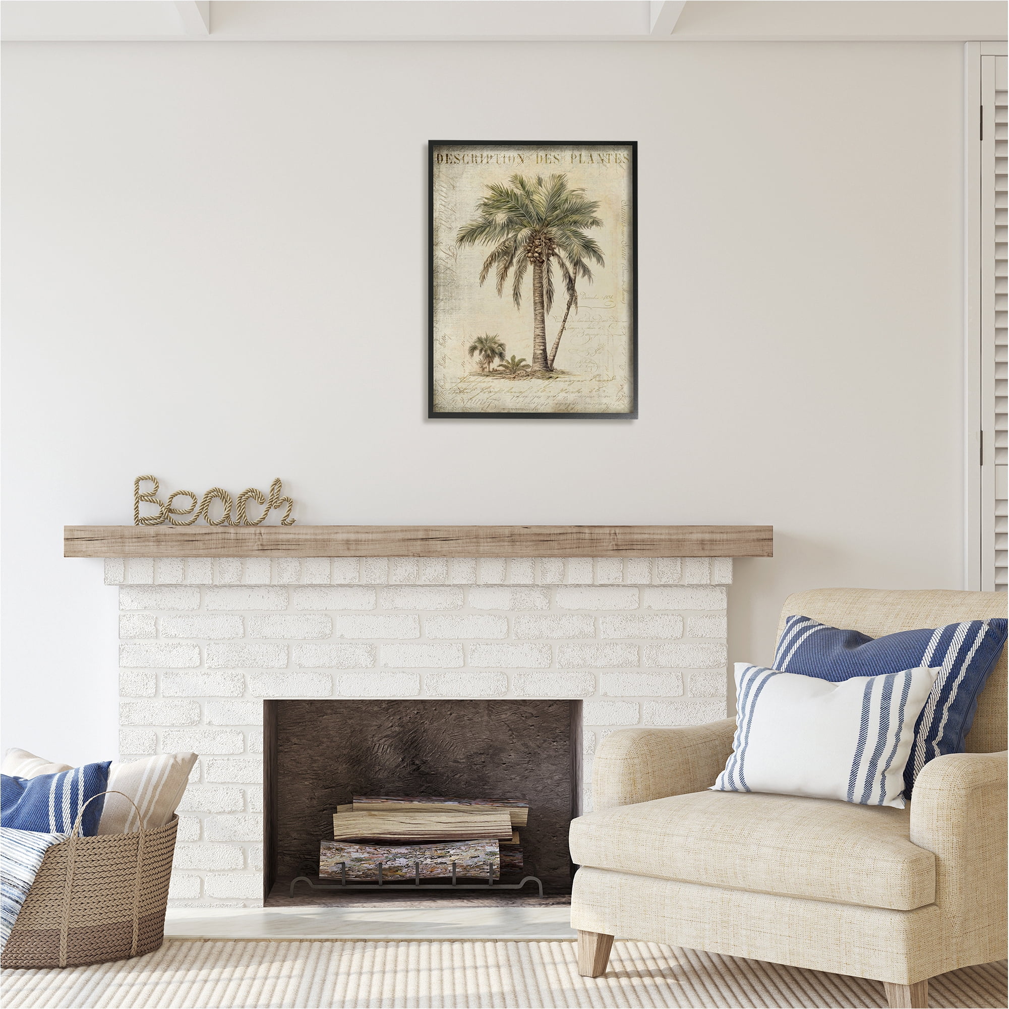 Stupell Industries Vintage Palm Tree Study Botanical & Floral Painting Black Framed Art Print Wall Art, 24 x 30