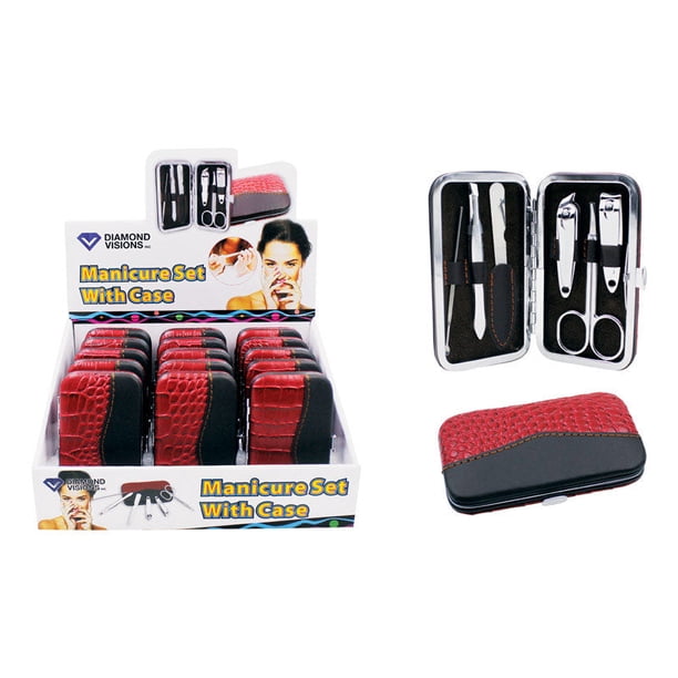 Set de manicura en estuche Diamond Visions de piel sintética y acero inoxidable