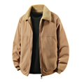 thumbnail image 4 of Corduroy Lined Jacket Winter Warm Fleece Collar Casual Outerwear Coats For Daily Street Style Comfort-Brown-L, 4 of 6